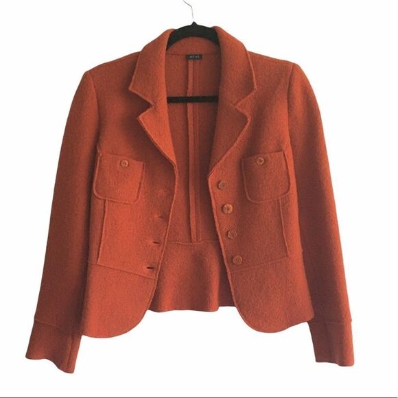 AND Wool Button Front Blazer Burnt Orange S - Picture 1 of 8